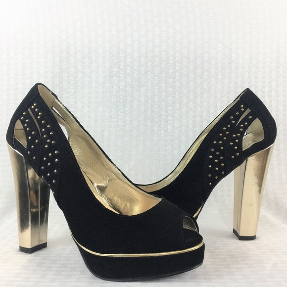 Avon by Mark Shoes - Avon by Mark, So Pumped Black Suede Heels, Size 8
